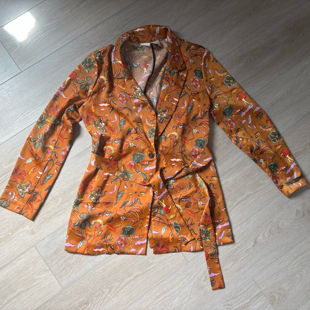 Scotch & Soda - Floral belted single breasted blazer